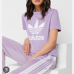 Adidas Trefoil t shirt, purple, size L